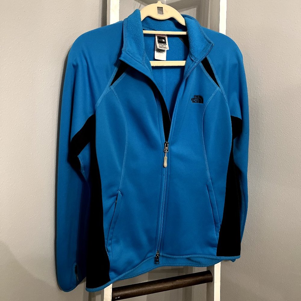 North Face blue fleece full zip jacket